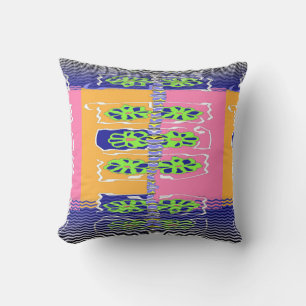 Coussin Fleurs arc-en-ciel vert bleu