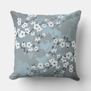 Coussin Fleurs artistiques bleu poussiéreux