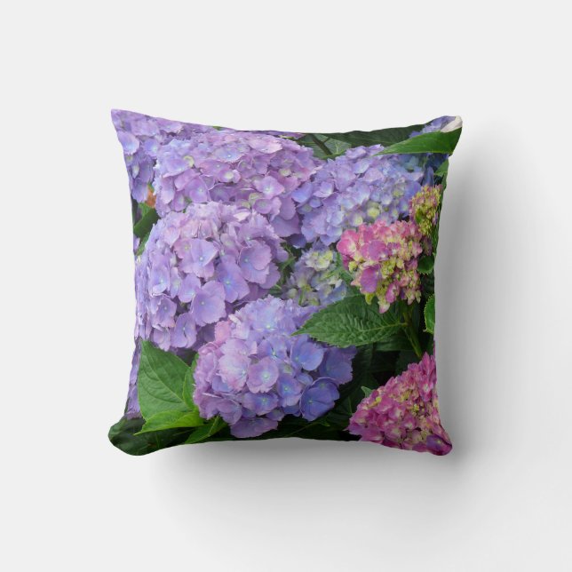 Coussin Fleurs assez pourpres et roses d'hortensia (Recto)