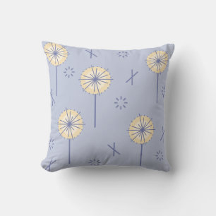 Coussin Fleurs Atomiques Rétro Bleu Jaune