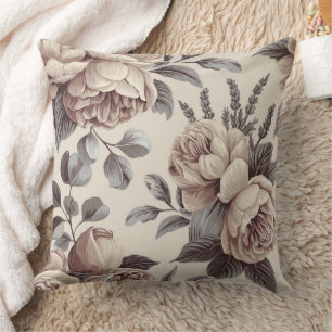 Coussin Fleurs Beige