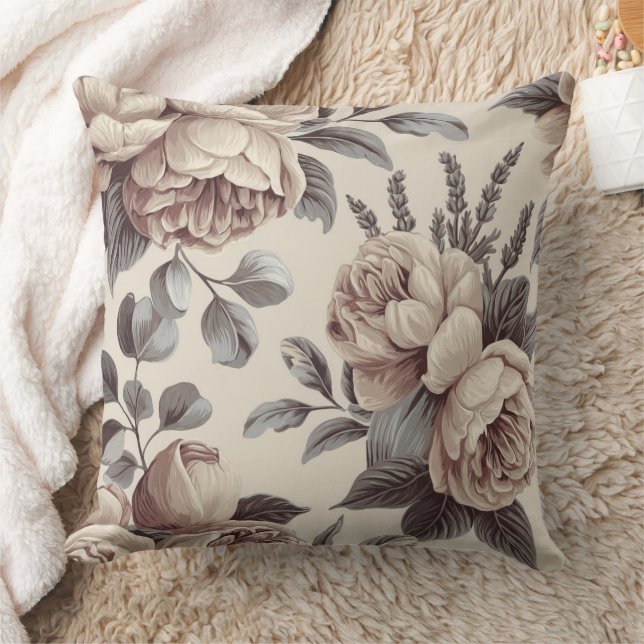 Coussin Fleurs Beige (Couverture)