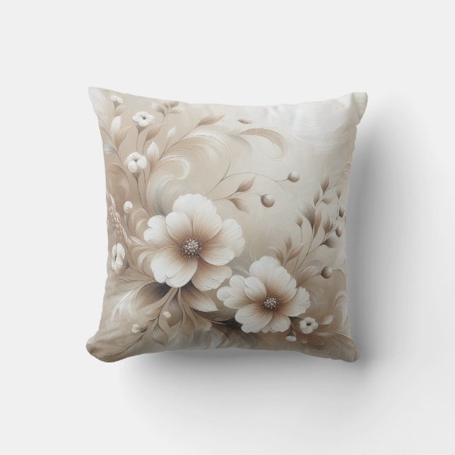 Coussin Fleurs beiges modernes 10 (Recto)