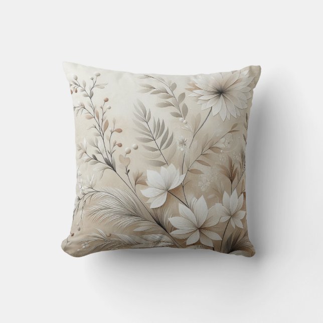Coussin Fleurs beiges modernes 1 Poster (Recto)