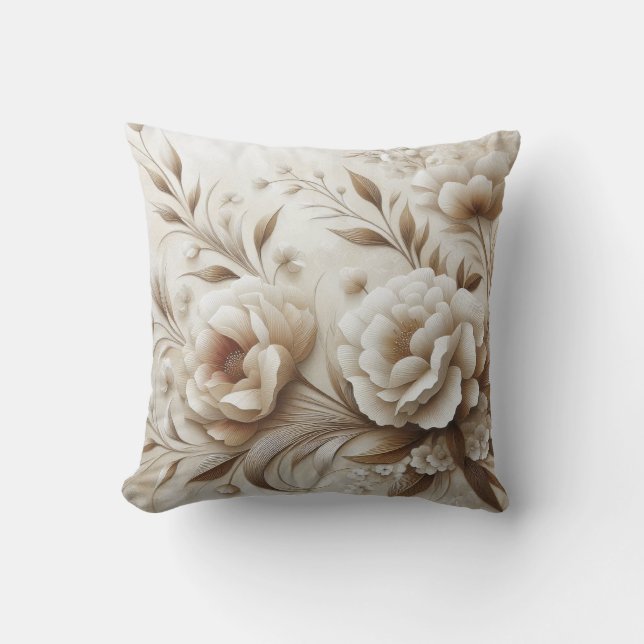 Coussin Fleurs beiges modernes 22 (Recto)