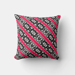 Coussin Fleurs blanches blanches roses mignonnes rayures