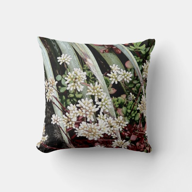 Coussin Fleurs blanches et feuilles (Recto)