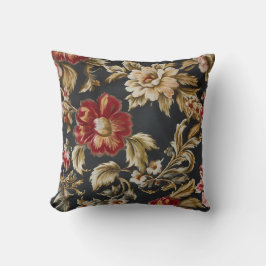 Coussin Fleurs blanches et rouges opulentes italiennes ave