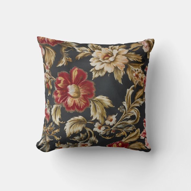 Coussin Fleurs blanches et rouges opulentes italiennes ave (Recto)