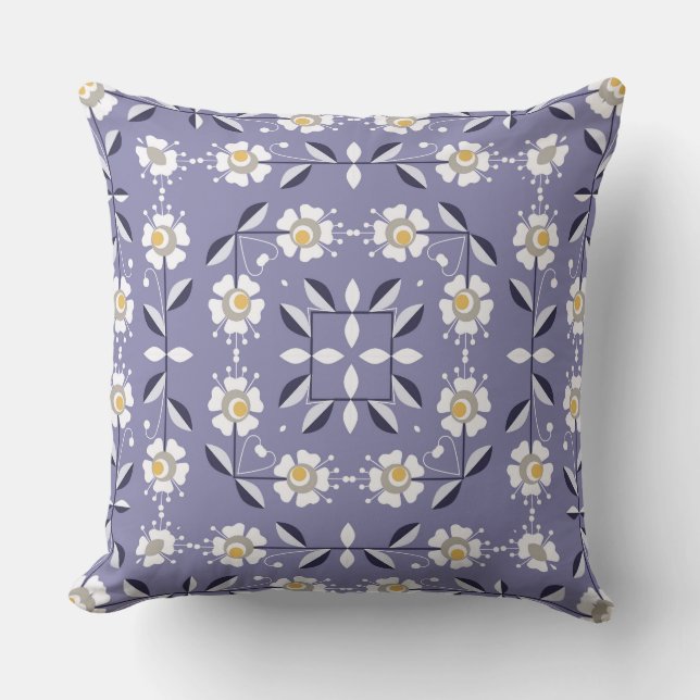 Coussin Fleurs blanches pastel bl, violet sans parfum (Recto)