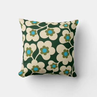 Coussin fleurs blanches vertes orla kiely