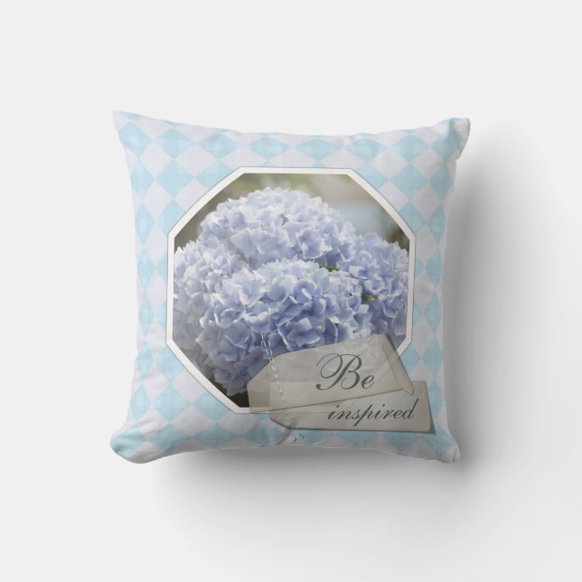 Coussin Fleurs bleues d'hortensia de diamants (Recto)