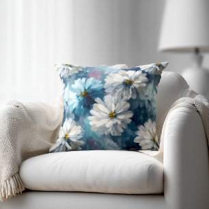 Coussin Fleurs bleues et blanches
