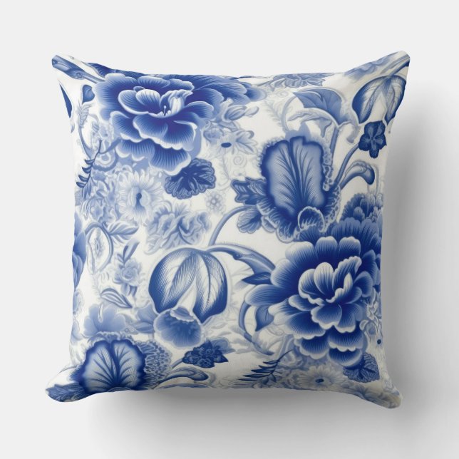 Coussin Fleurs bleues Indigo (Recto)