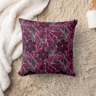 Coussin Fleurs bordeaux.