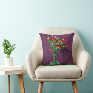 Coussin Fleurs Bouquet Carantion Rouge