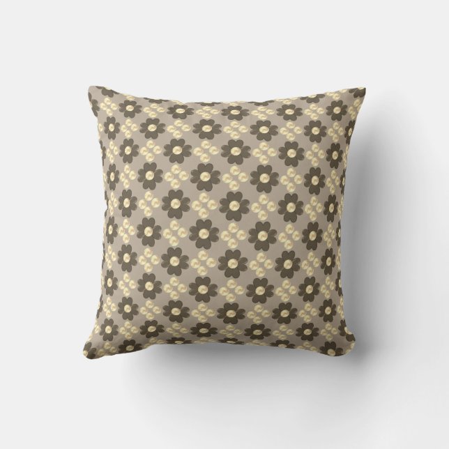 Coussin Fleurs Brown et points en beige (Verso)