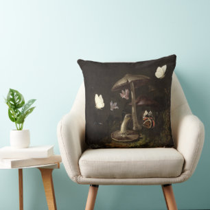 Coussin Fleurs champignons papillons lézard & Serpent