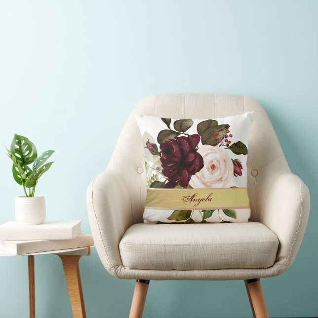 Coussin Fleurs Chic Bourgogne (Chaise)