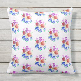 Coussin Fleurs colorées du Jour de la Pluie, grandes et pe