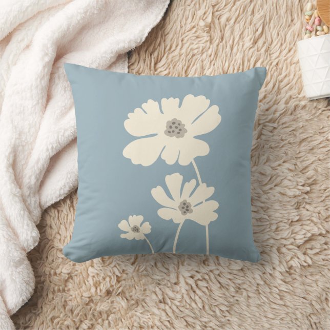 Coussin Fleurs Cosmos Silhouettes Mur Floral Moderne (Couverture)