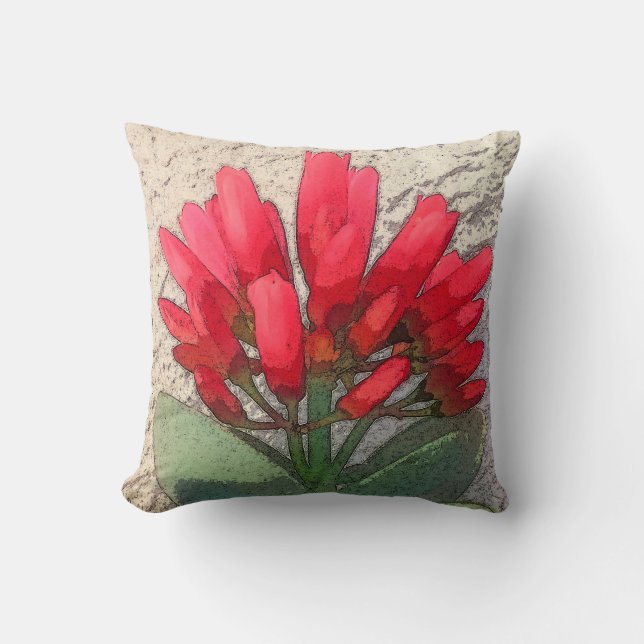 Coussin Fleurs d'Agave Rouges (Recto)