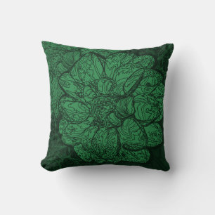 Coussin Fleurs Dahlia Décoratives Emerald Green