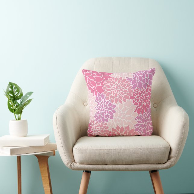 Coussin Fleurs Dahlia, Motif De Fleurs, Dahlia Rose (Chaise)