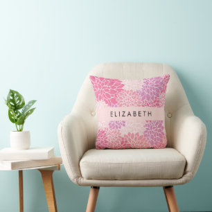 Coussin Fleurs Dahlia Roses, Motif De Fleurs, Votre Nom