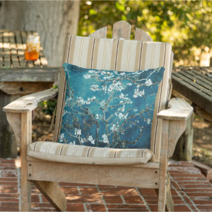 Coussin Fleurs d'amandes Turquoises foncées Van Gogh