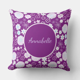 Coussin Fleurs dans le motif Floral violet personnalisé no