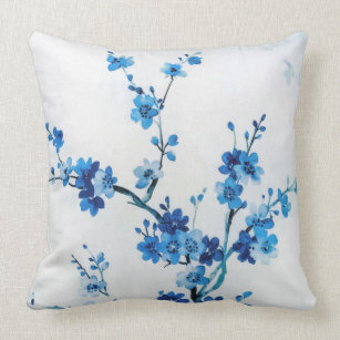 Coussin Fleurs d'aquarelle bleue délicieuses
