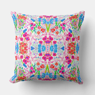 Coussin Fleurs d'aquarelle colorée mignonne motif