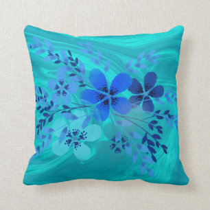 Coussin Fleurs d'aquarelle en marbre bleu