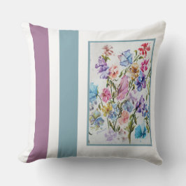 Coussin Fleurs d'aquarelle et papillons