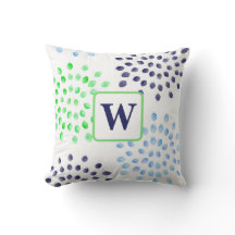 Fleurs d'aquarelle maman Vert bleu marine Monogram