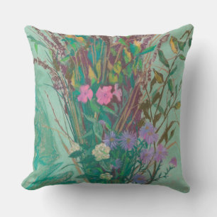 Coussin Fleurs d'automne, art floral moderne, peinture pas