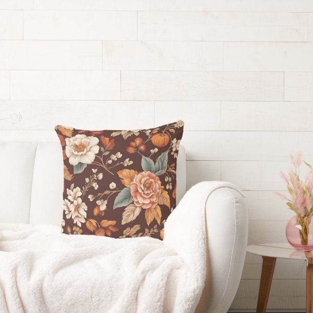 Coussin Fleurs d'automne et de citrouille (Canapé)