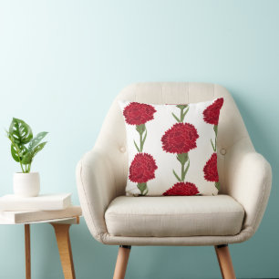 Coussin Fleurs de carnation rouge