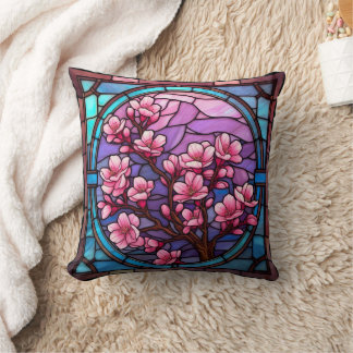 Coussin Fleurs de cerisiers en verre tendu