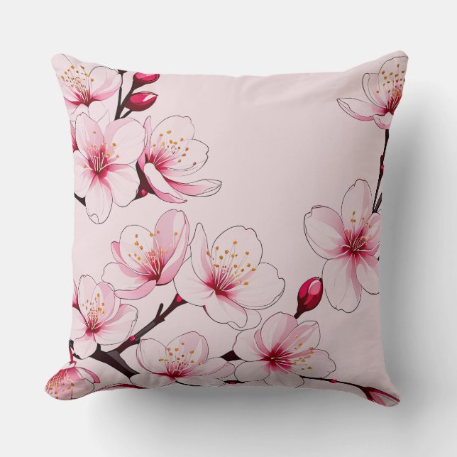 Coussin Fleurs de cerisiers roses (Recto)
