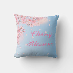 Coussin Fleurs de cerisiers roses douces avec votre nom