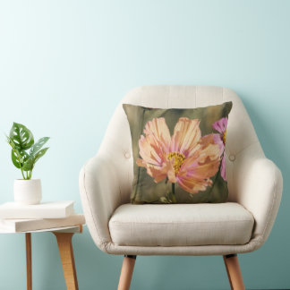 Coussin Fleurs de Cosmea d'été rétro pour anniversaire
