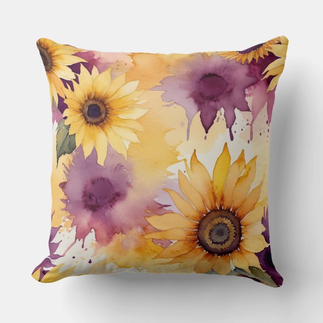 Coussin Fleurs de couleur aquarelle (Recto)
