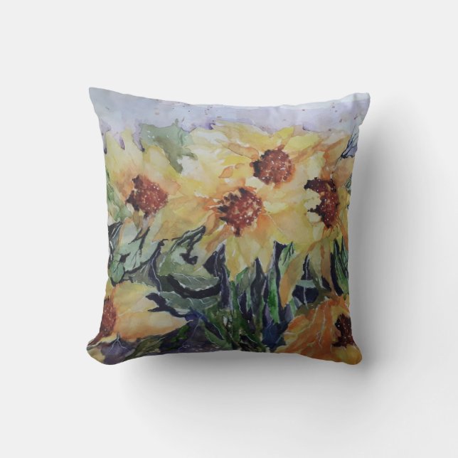 Coussin Fleurs de couleur aquarelle (Recto)