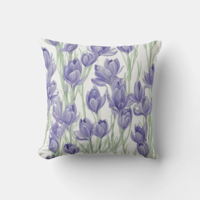 Coussin Fleurs de crocus aquarelles (Recto)