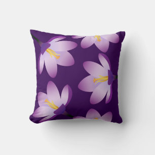 Coussin Fleurs de Crocus pourpres