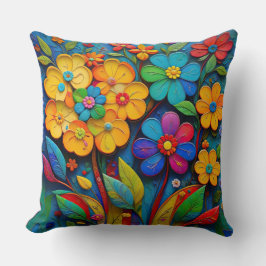 Coussin Fleurs de découpe couleur Whimsical 3D