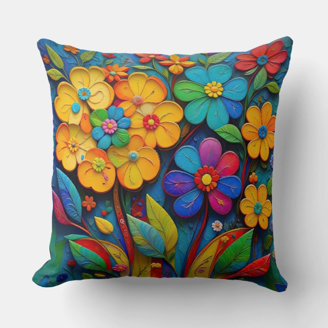 Coussin Fleurs de découpe couleur Whimsical 3D (Recto)
