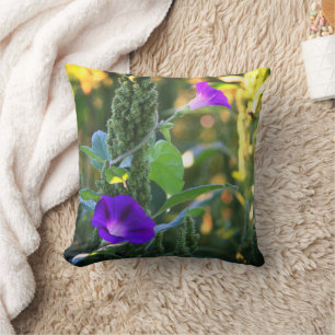 Coussin Fleurs de gloire violet sauvage du matin